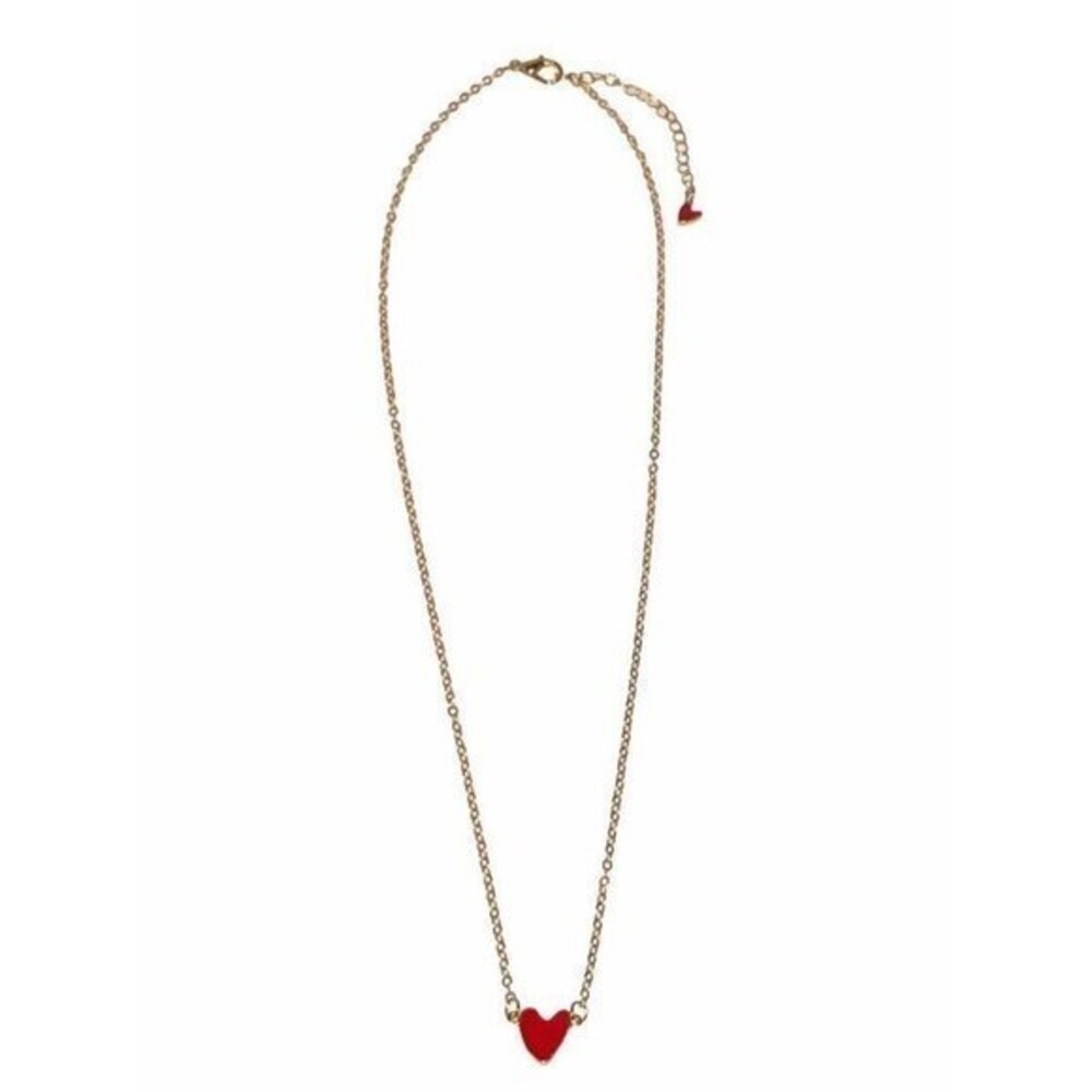 Happy Heart Doodle Charm Women’s 925 Necklace‎ Red